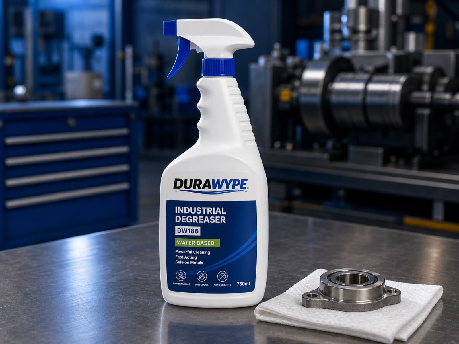 DURAWYPE DW186 Industrial Degreaser 750ml — water-based, safe on metals